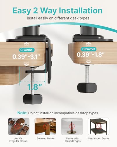 Dual Monitor Arm Mount with Full Motion Height Adjustment
