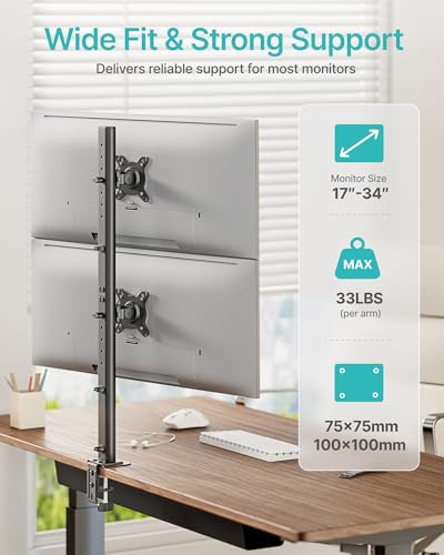 Dual Monitor Arm Mount with Full Motion Height Adjustment