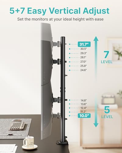 Dual Monitor Arm Mount with Full Motion Height Adjustment