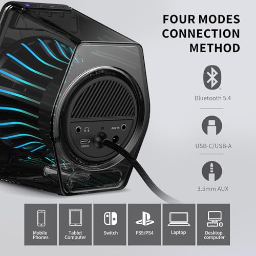 64W RGB Desktop Gaming Speakers with Bluetooth and USB