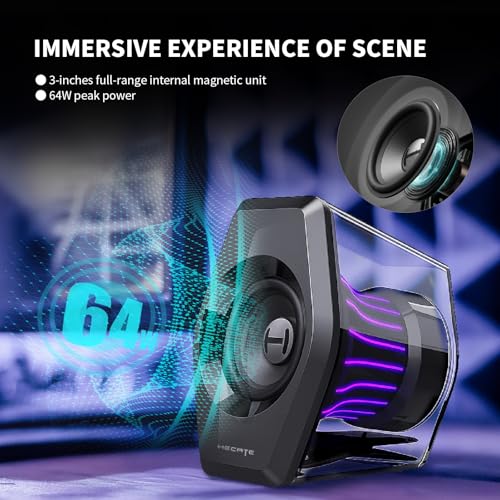 64W RGB Desktop Gaming Speakers with Bluetooth and USB