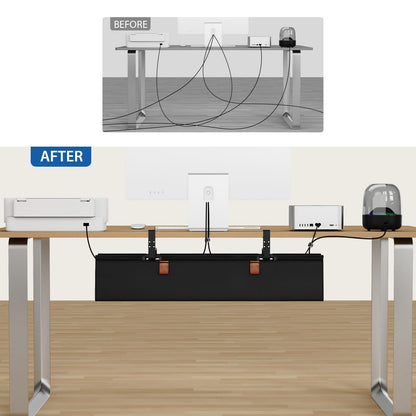 Under Desk Cable Management Tray with Fabric Cord Organizer