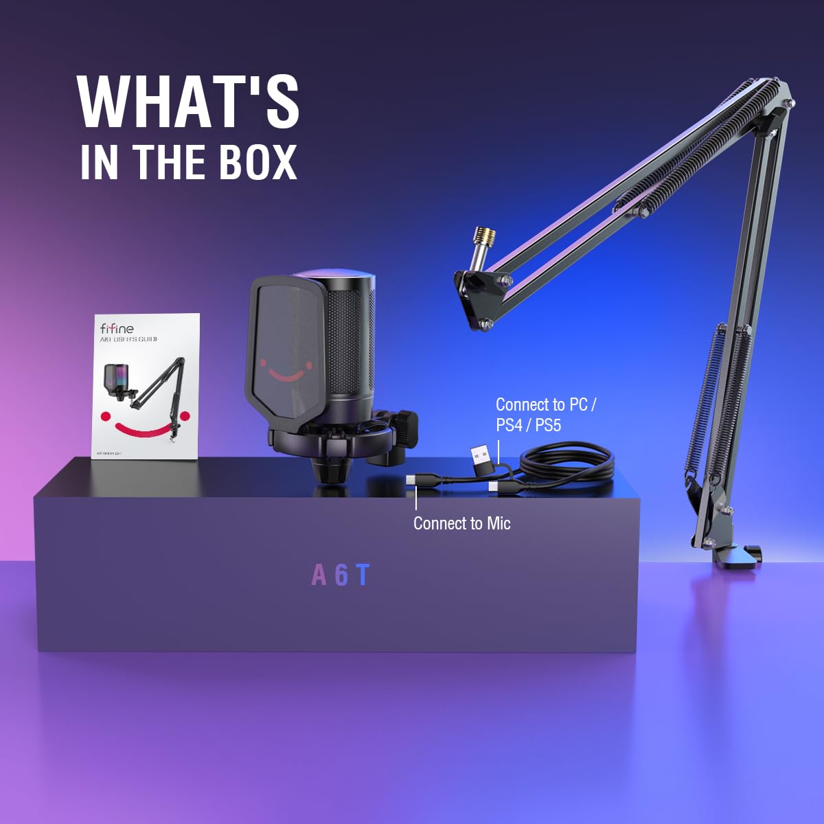 USB Condenser Gaming Microphone with Boom Arm and Pop Filter
