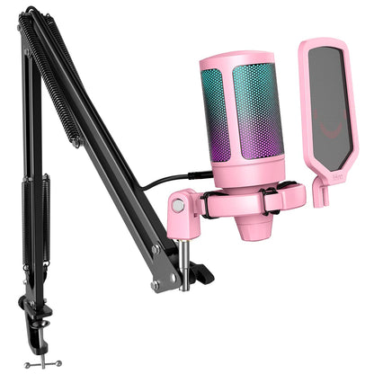 USB Condenser Gaming Microphone with Boom Arm and Pop Filter