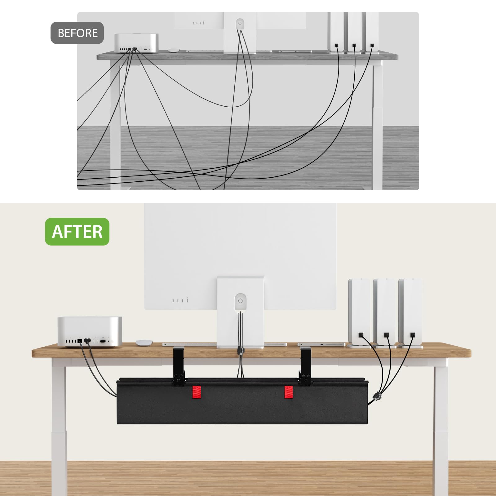 KEEGH Under Desk Cable Management Tray 48inch