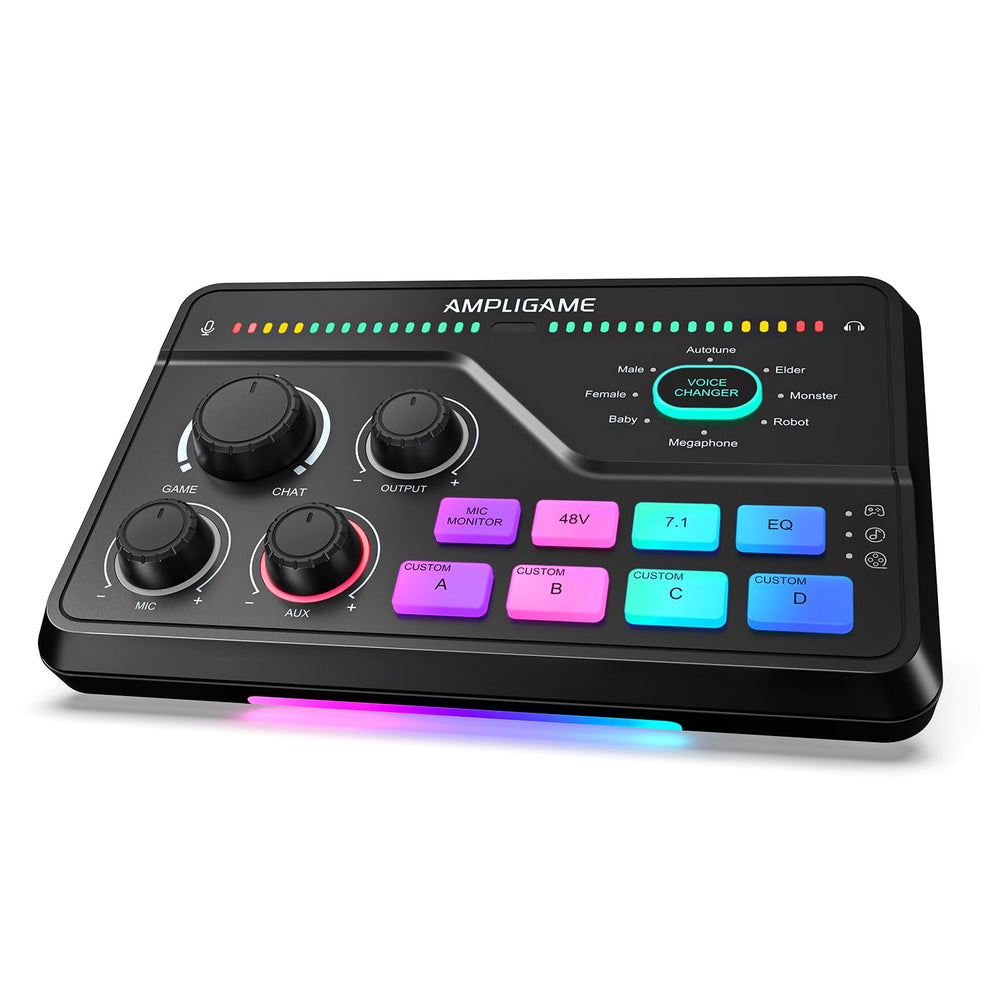 RGB Gaming Audio Mixer with Voice Control and XLR Support