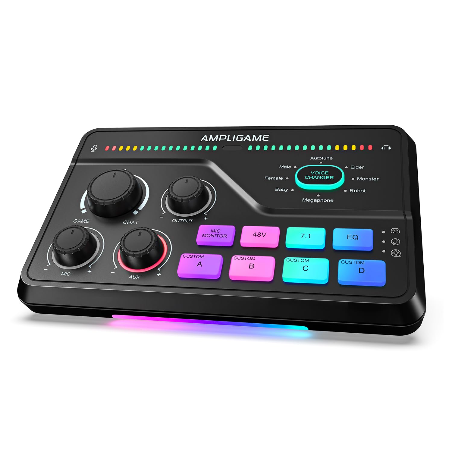 RGB Gaming Audio Mixer with Voice Control and XLR Support