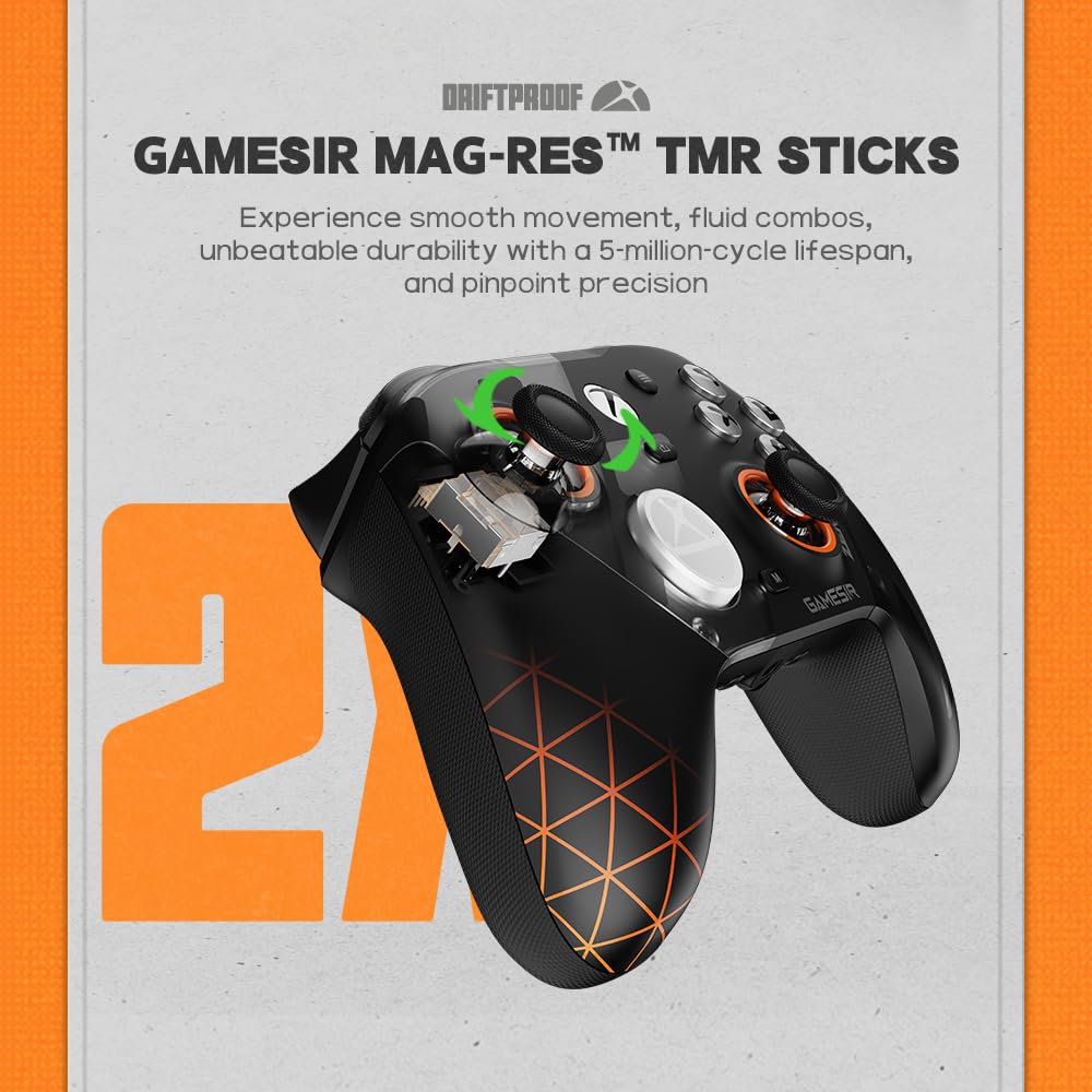 Wireless Gaming Controller with TMR Joysticks and Charging Dock