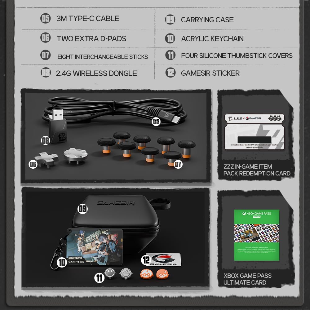 Wireless Gaming Controller with TMR Joysticks and Charging Dock