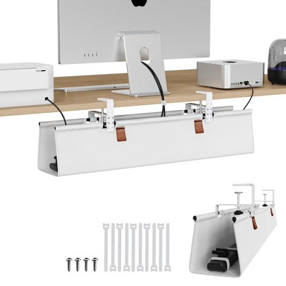 Under Desk Cable Management Tray with Fabric Cord Organizer