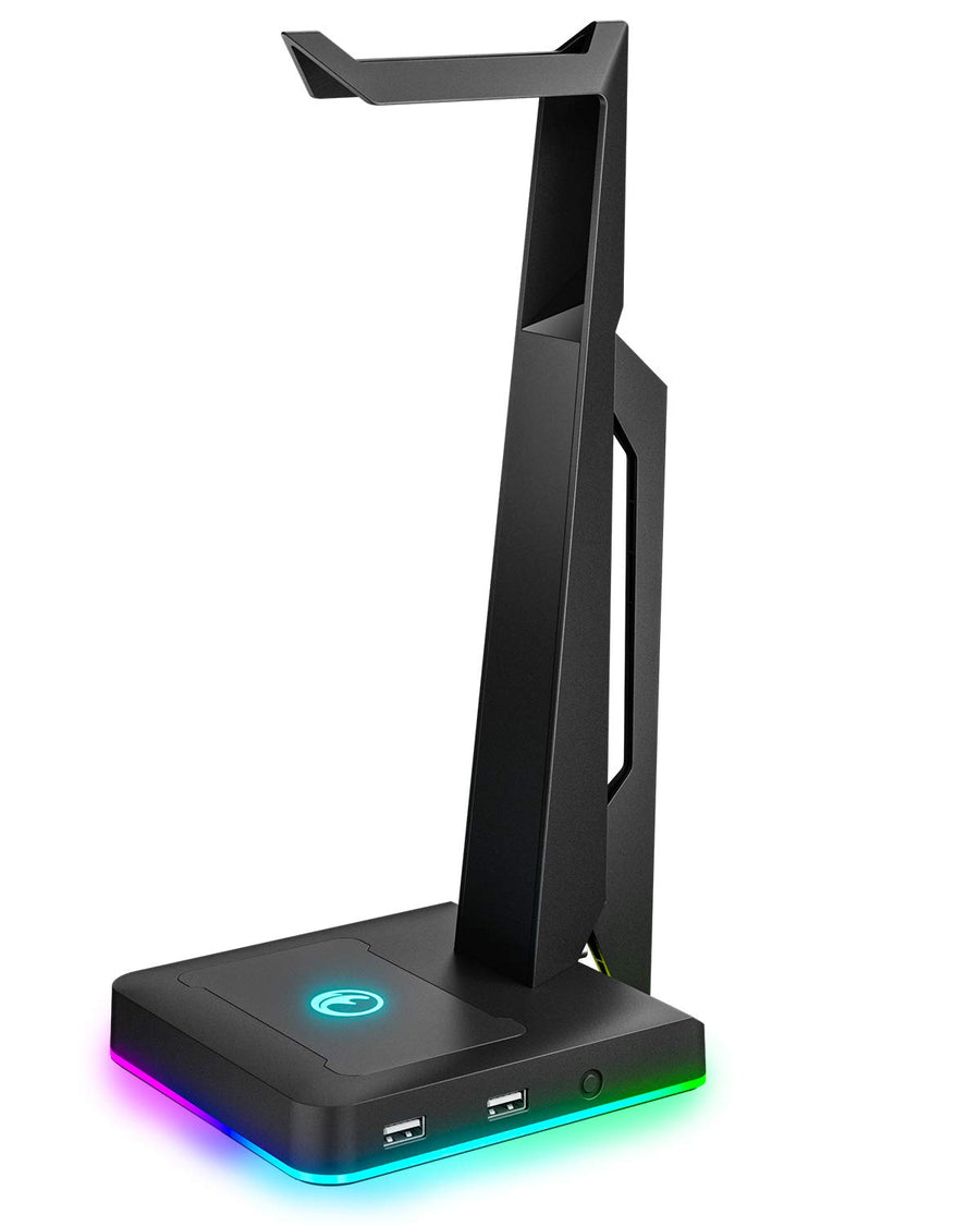 RGB Gaming Headset Stand with USB Ports and Headphone Holder