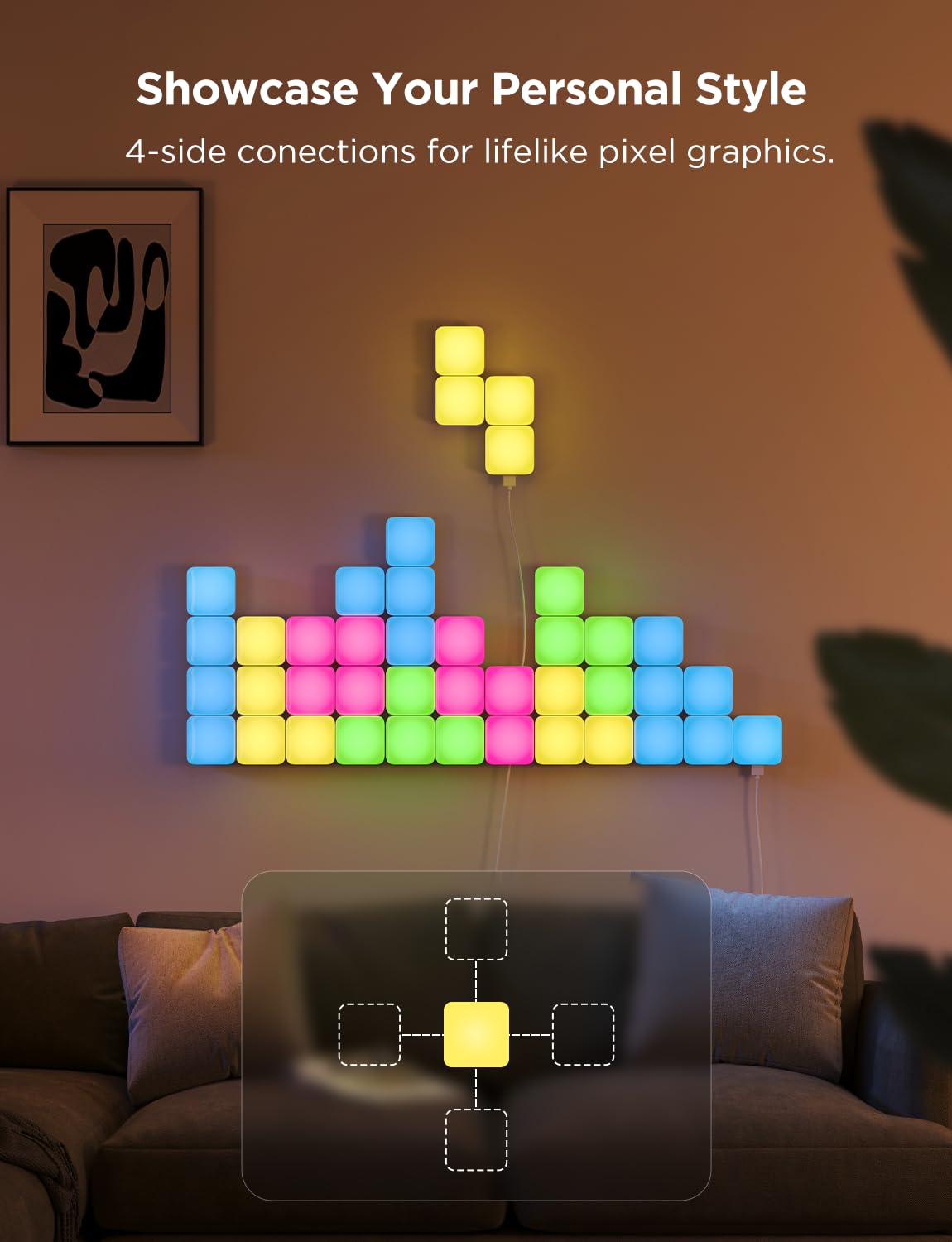 RGBIC Smart LED Wall Panels with Music Sync and DIY Effects