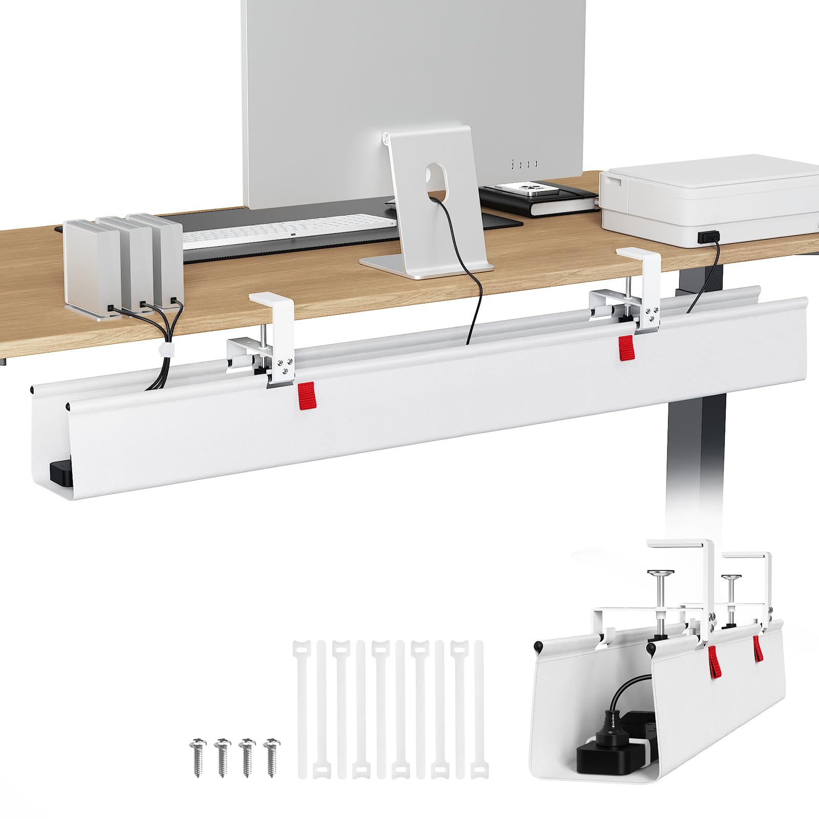 KEEGH Under Desk Cable Management Tray 48inch