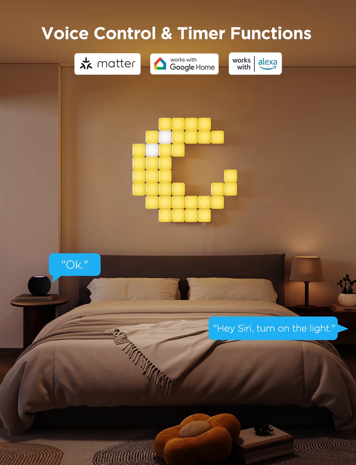 RGBIC Smart LED Wall Panels with Music Sync and DIY Effects