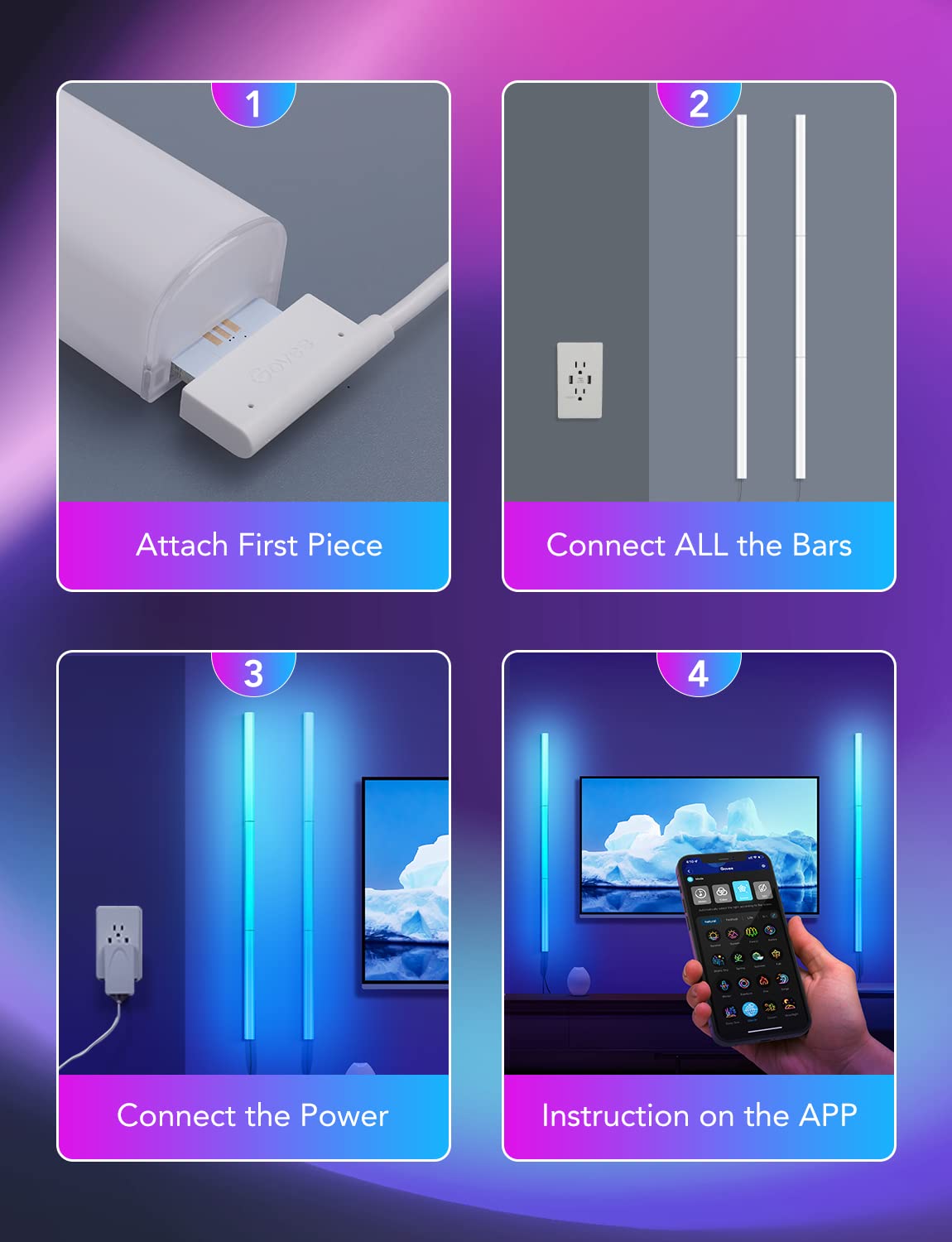 Smart RGBIC Wall Light Bars with Custom Gaming Effects