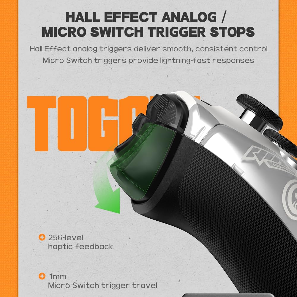 Wireless Gaming Controller with TMR Joysticks and Charging Dock