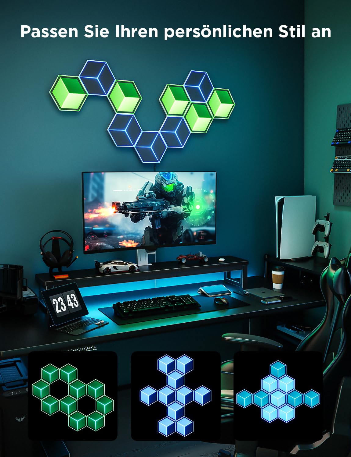 RGBIC Gaming Wall Light Panels with DIY Lighting Effects