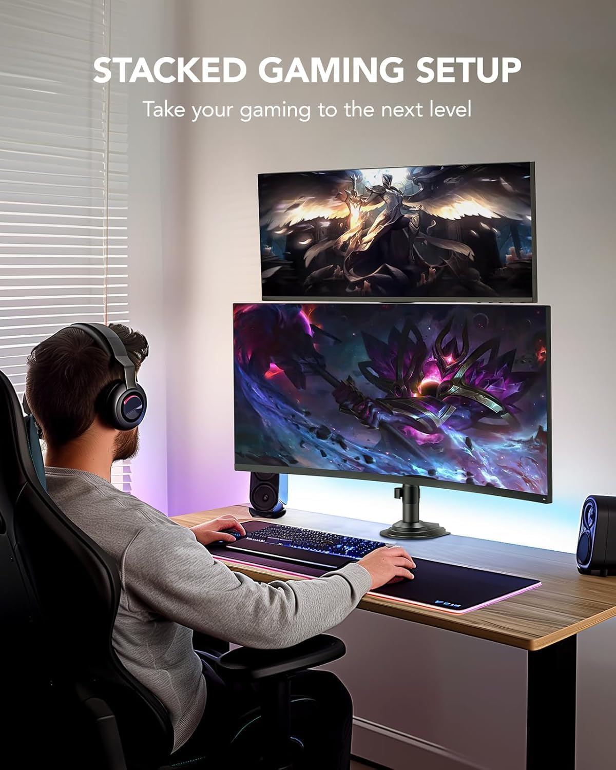 HUANUO Dual Monitor Stand, NITROGLIDE™ Dual Monitor Mount
