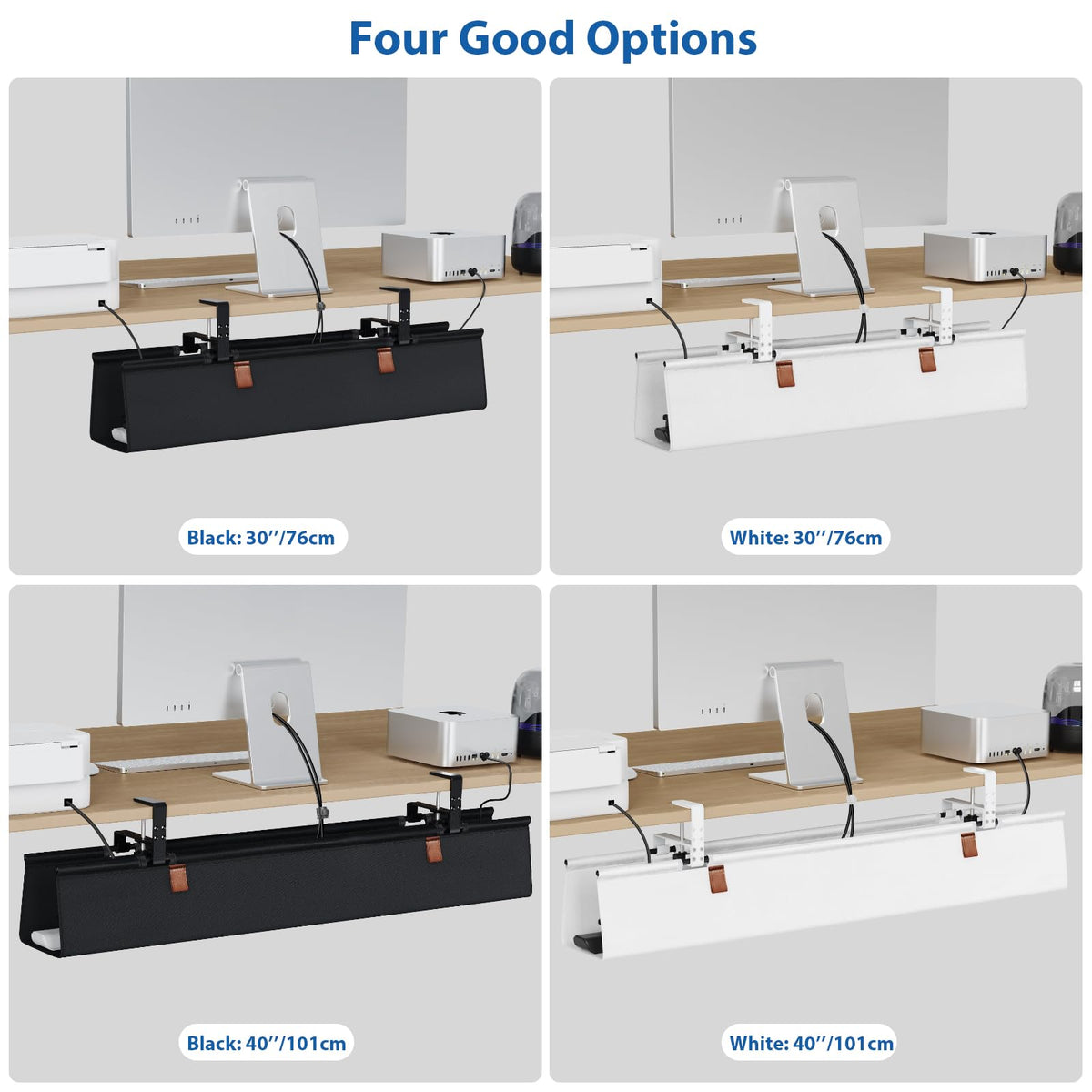 Under Desk Cable Management Tray with Fabric Cord Organizer