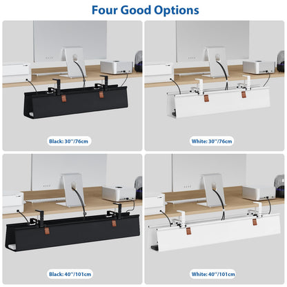 Under Desk Cable Management Tray with Fabric Cord Organizer