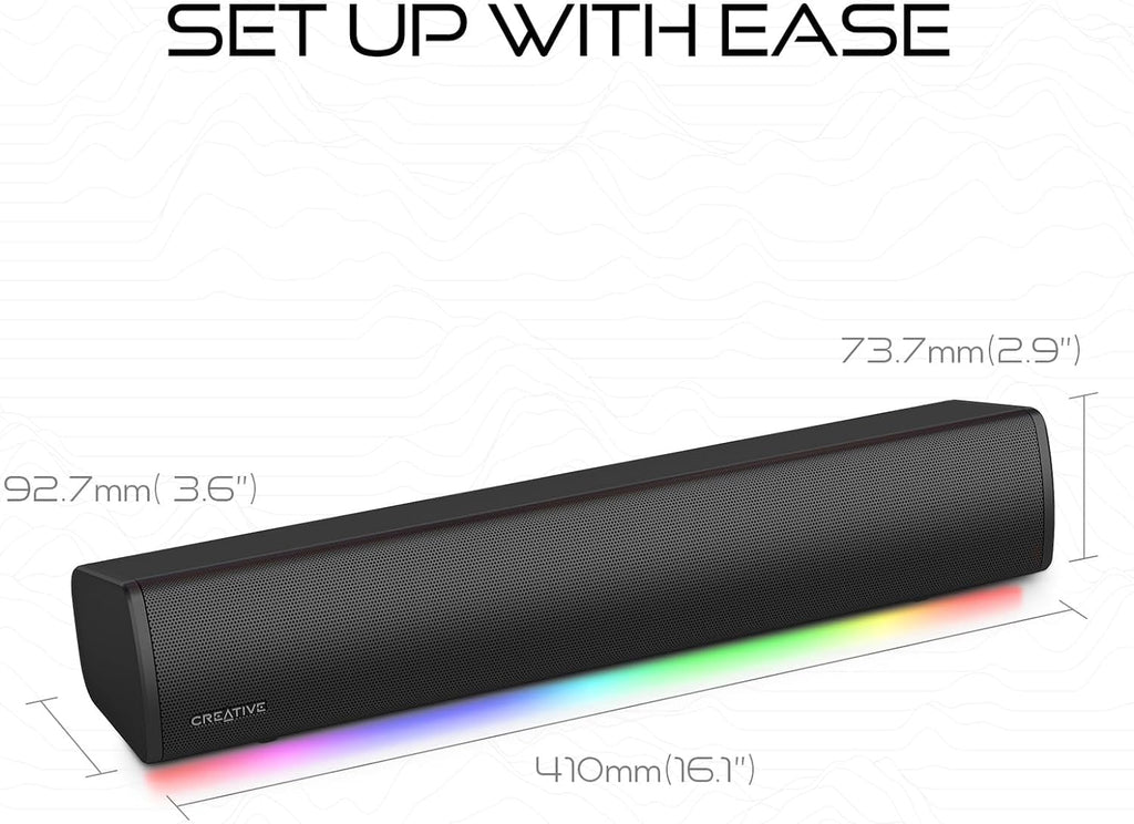 Compact RGB Gaming Soundbar with SuperWide Audio Technology