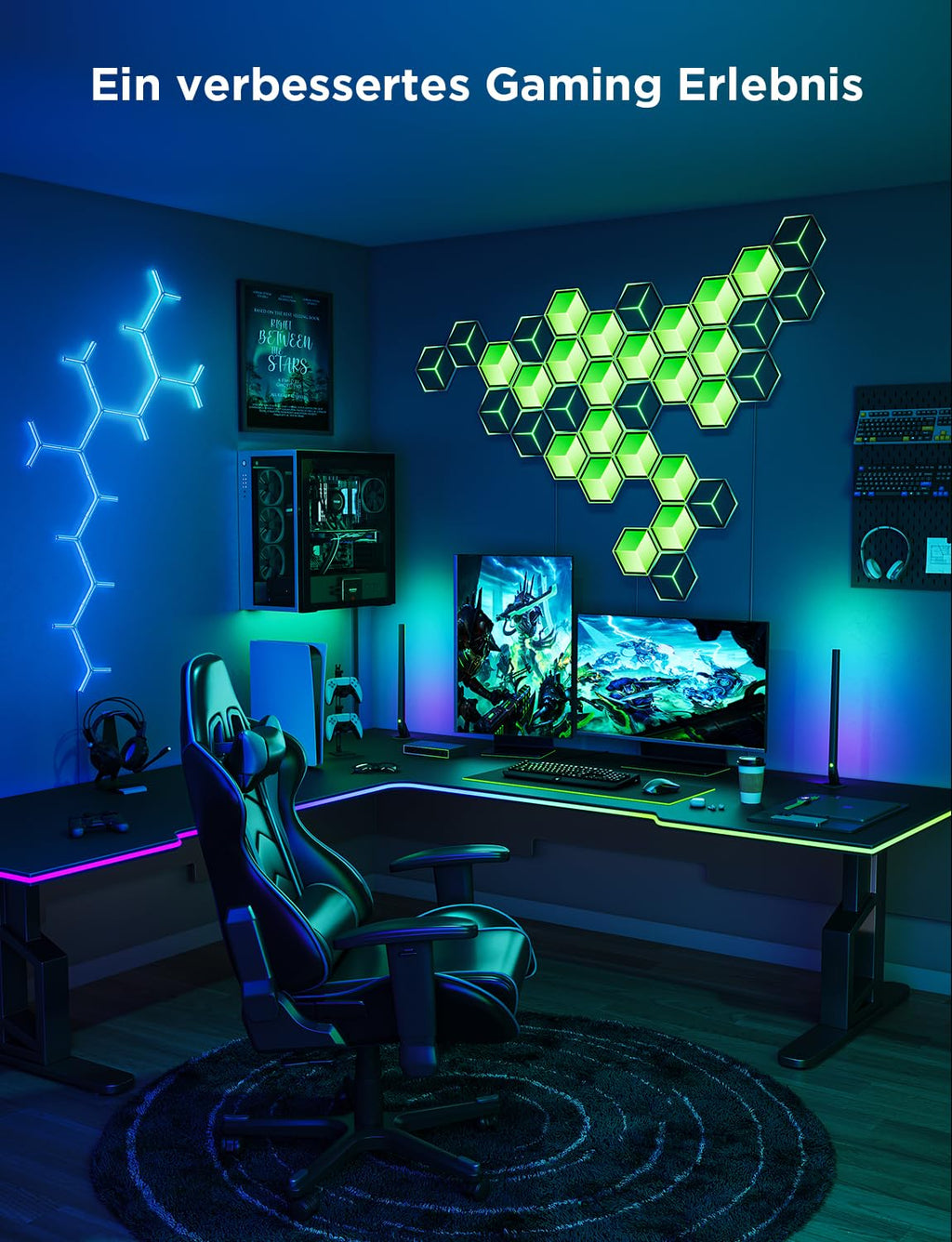 RGBIC Gaming Wall Light Panels with DIY Lighting Effects