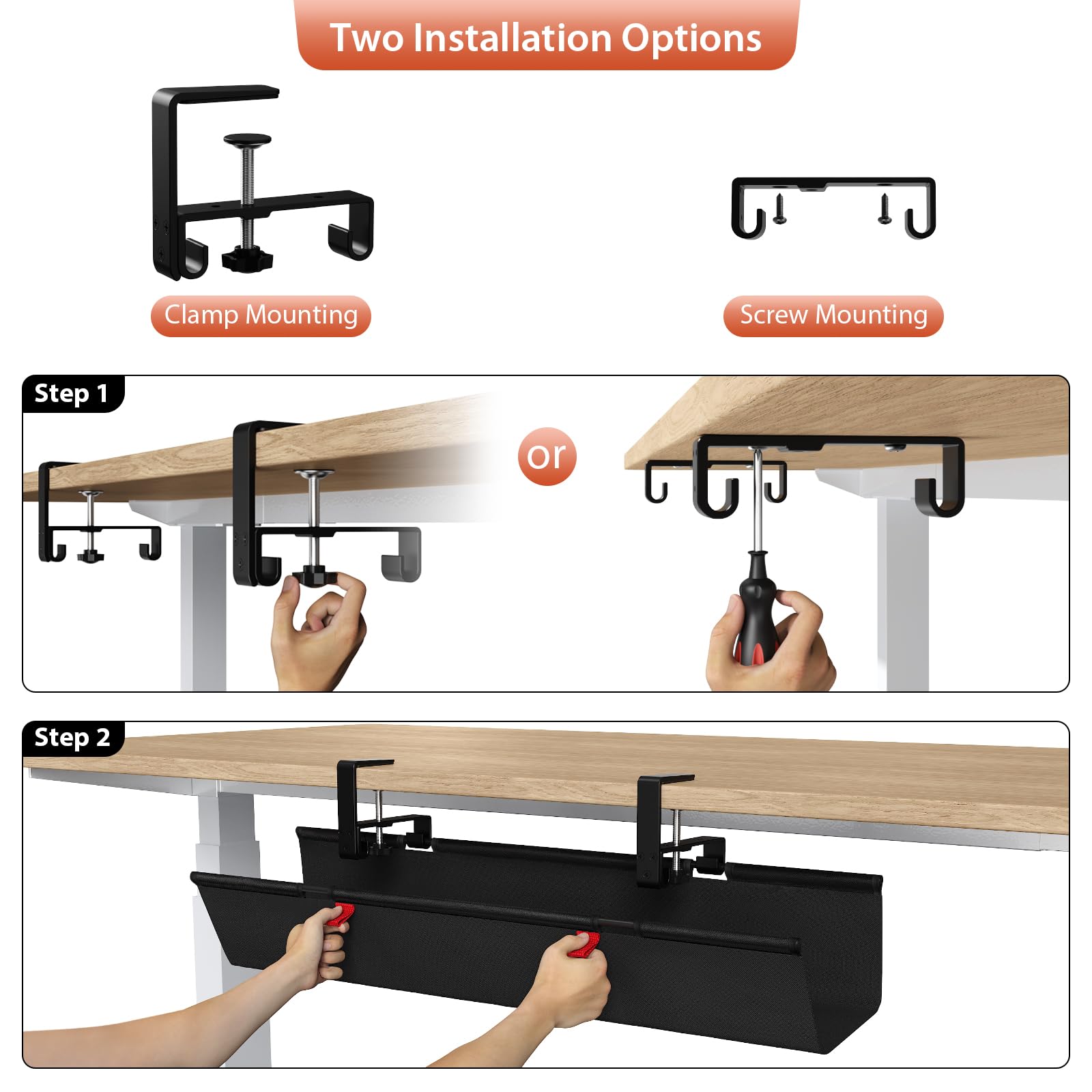 Univivi Under Desk Cable Management Tray