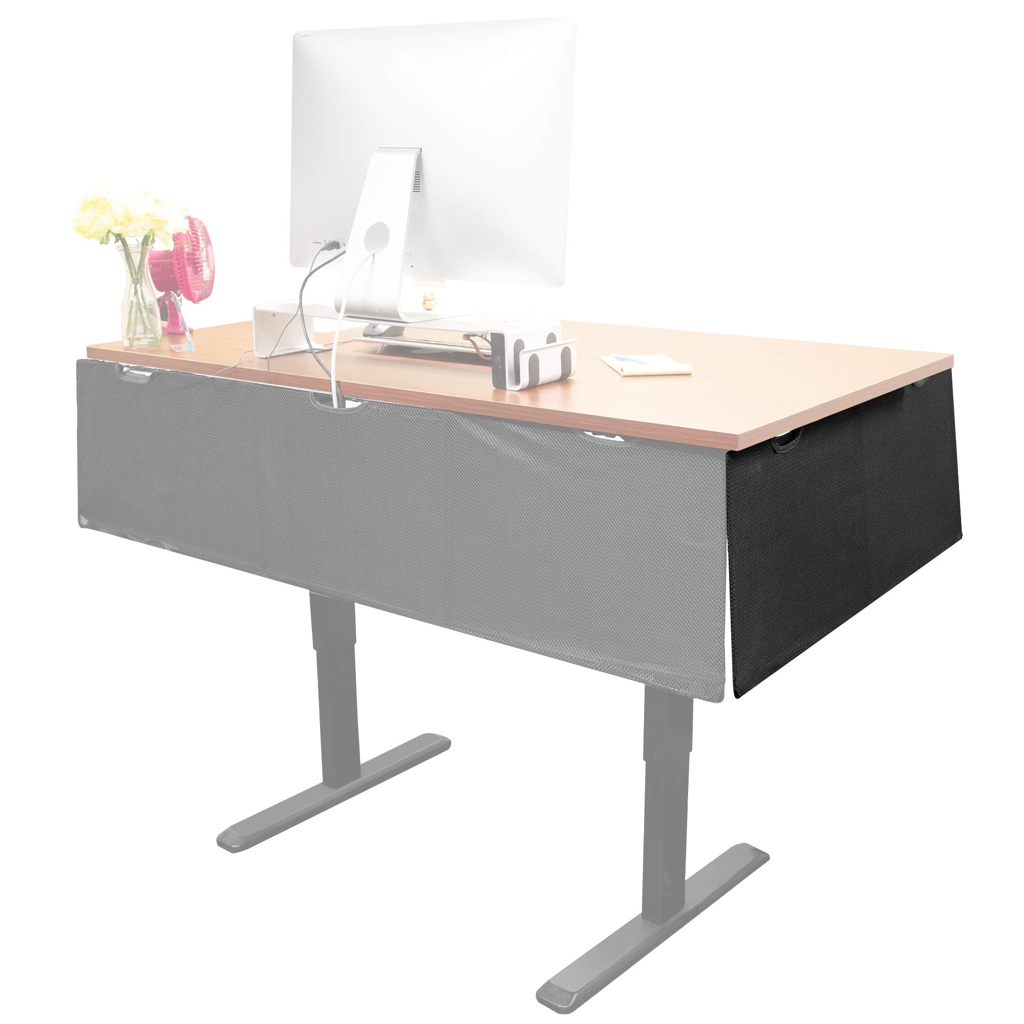 Under Desk Cable Organizer Panel with Mesh Storage Pockets