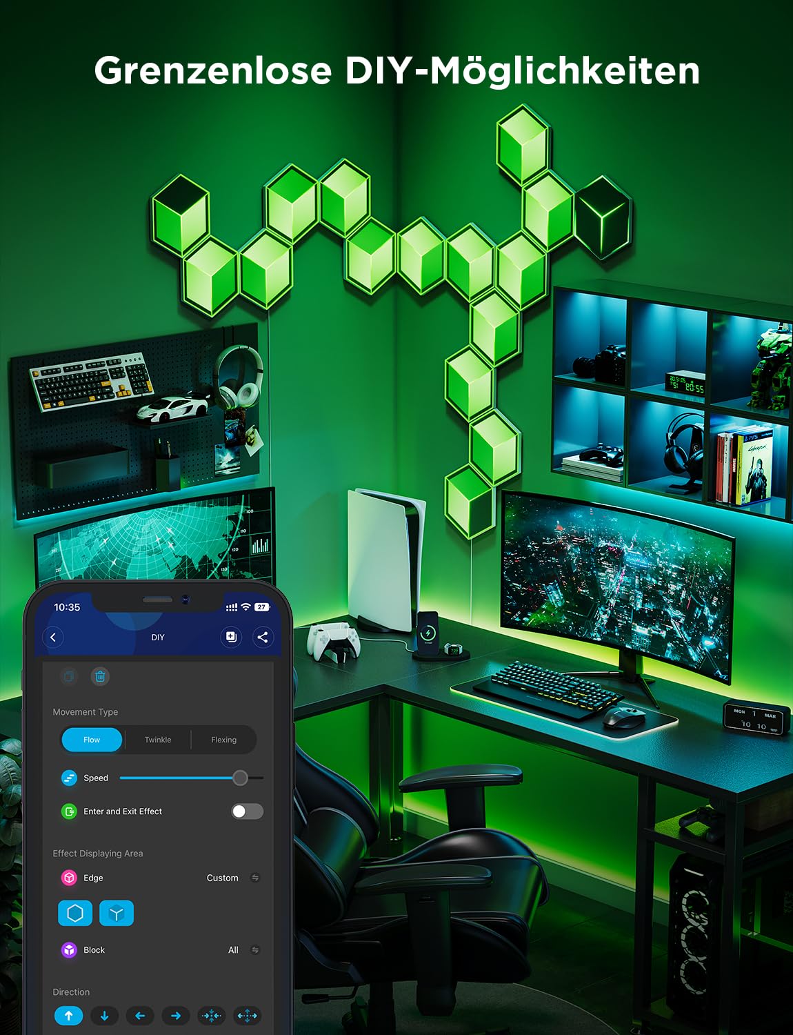 RGBIC Gaming Wall Light Panels with DIY Lighting Effects
