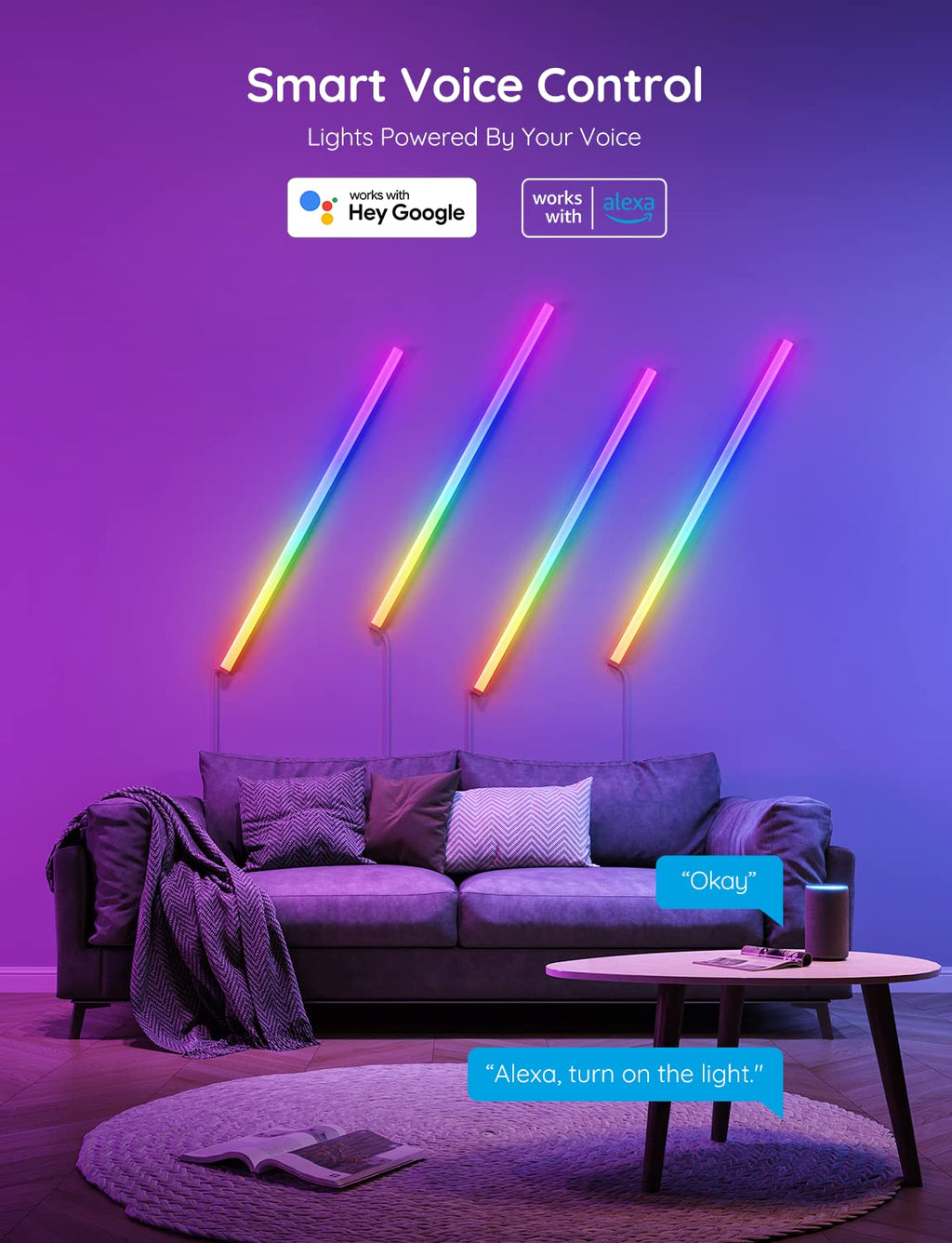 Smart RGBIC Wall Light Bars with Custom Gaming Effects