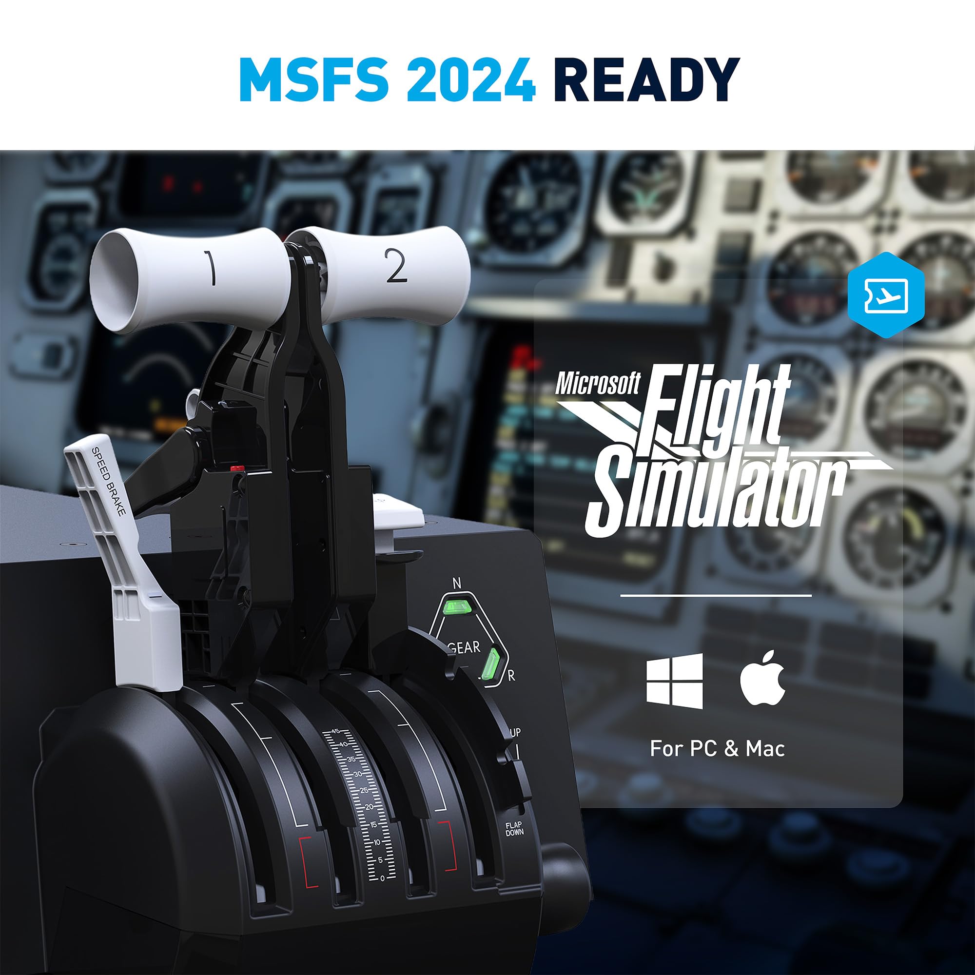 Compact Flight Throttle Quadrant with Trim Wheel Controls