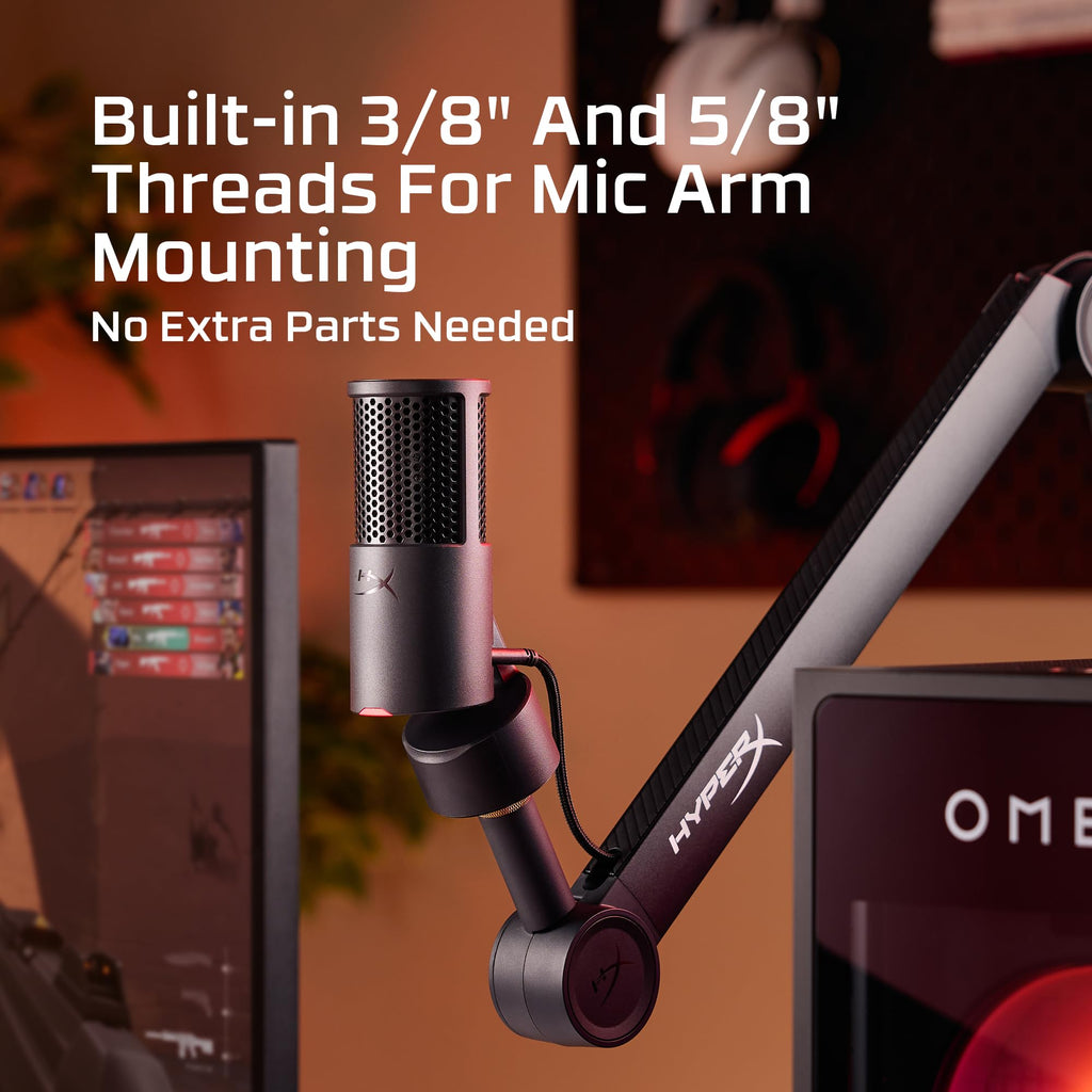 USB Condenser Gaming Microphone with Built-In Pop Filter