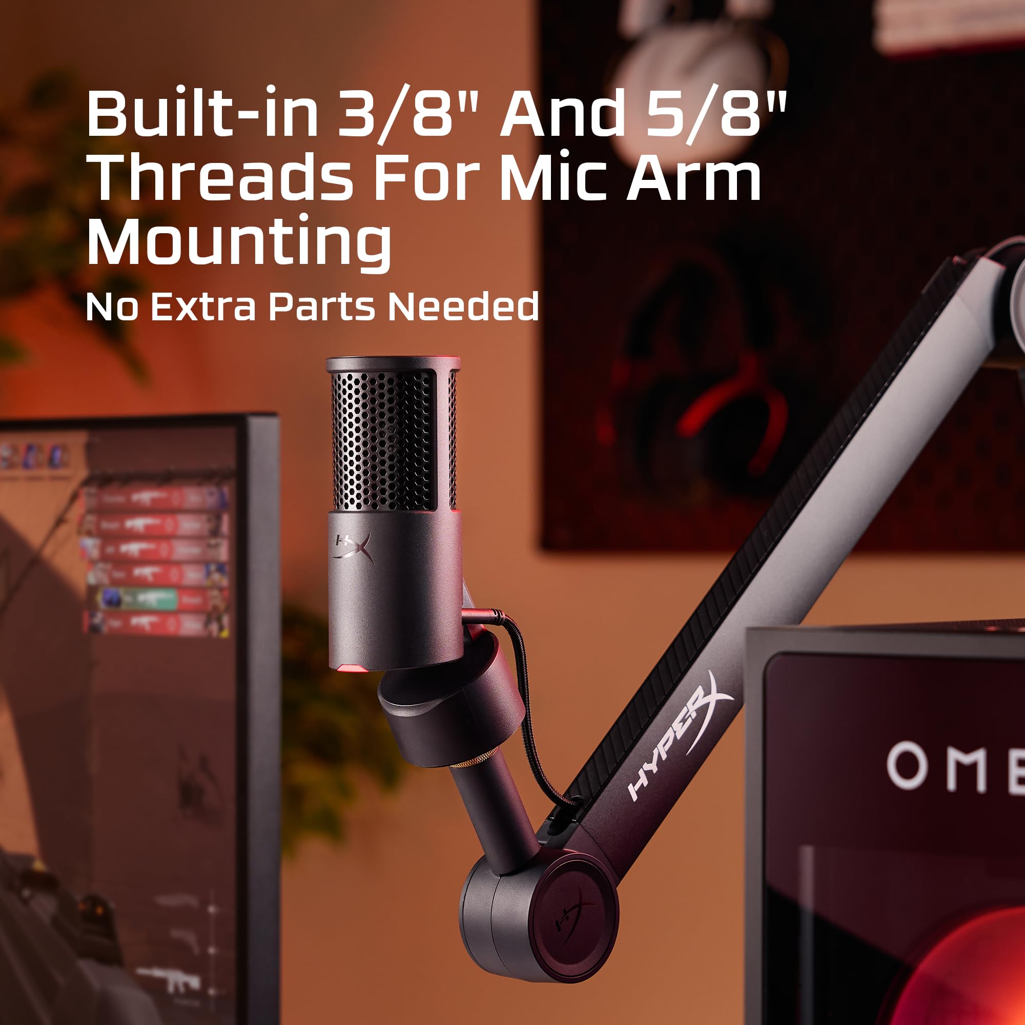 USB Condenser Gaming Microphone with Built-In Pop Filter