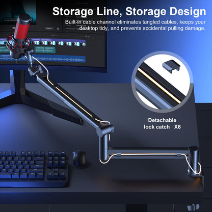 Low Profile Adjustable Microphone Boom Arm Stand