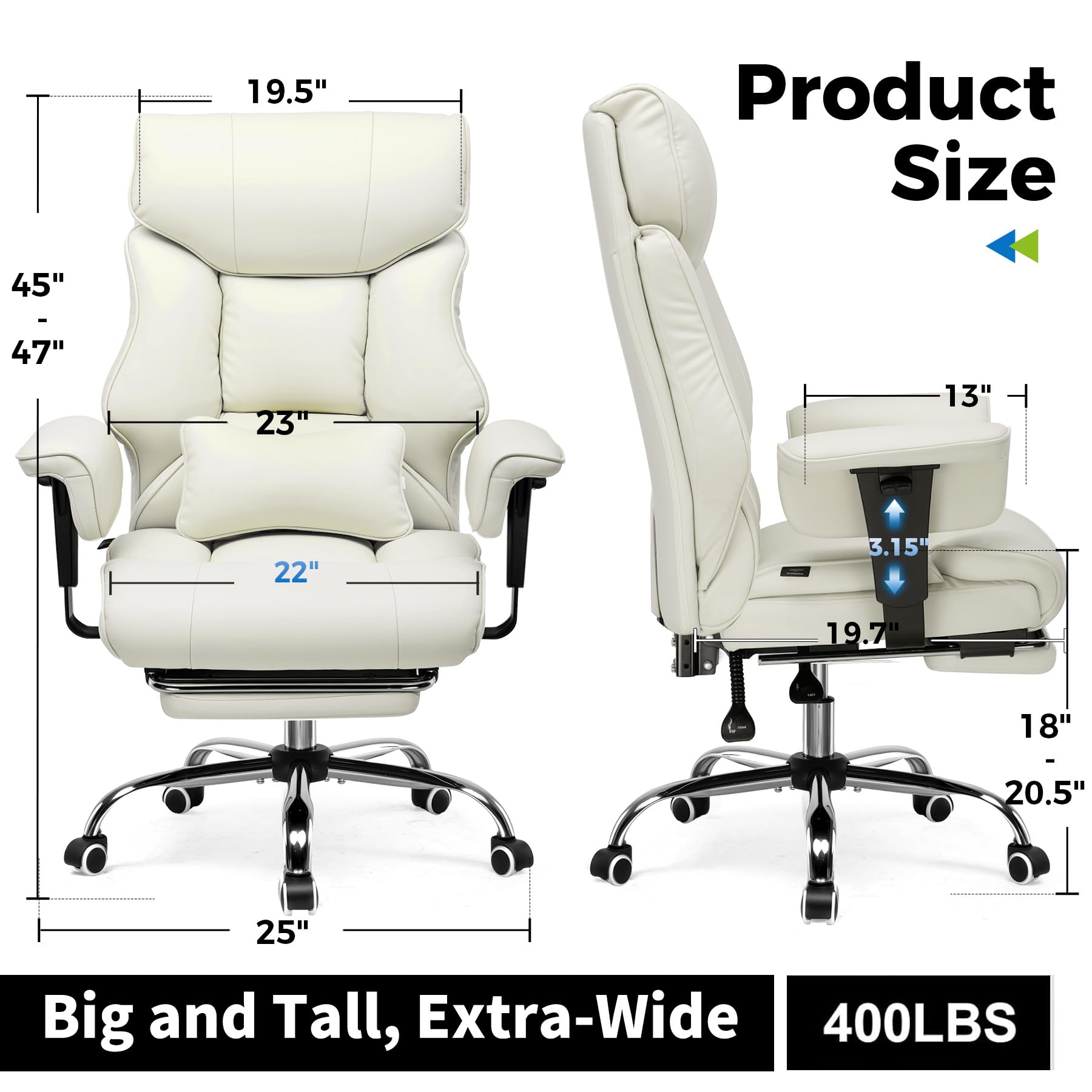 Heavy Duty Ergonomic Gaming Chair with Footrest and Lumbar Support