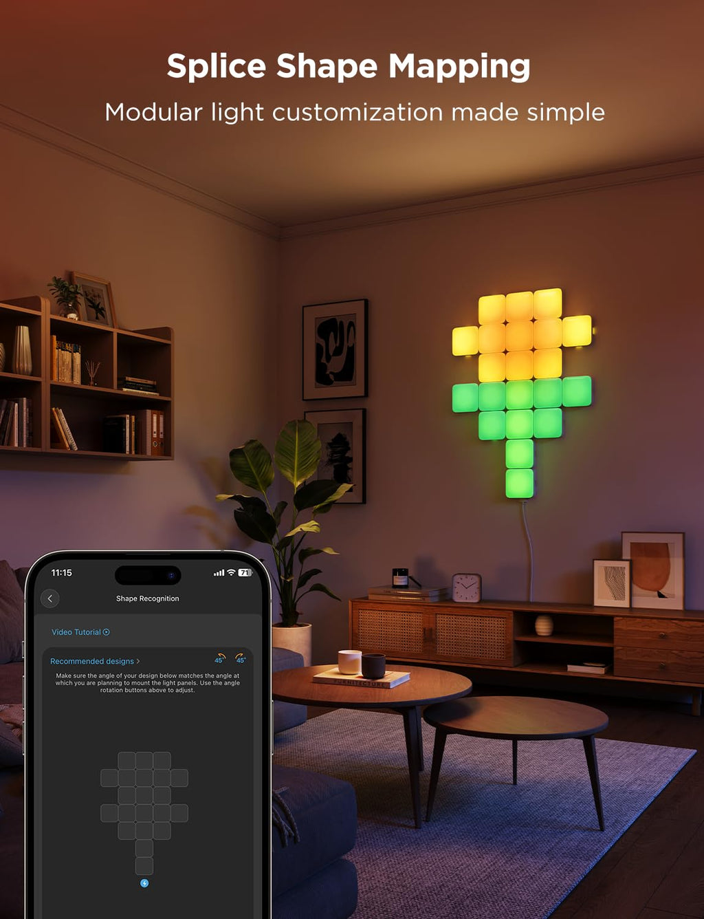 RGBIC Smart LED Wall Panels with Music Sync and DIY Effects