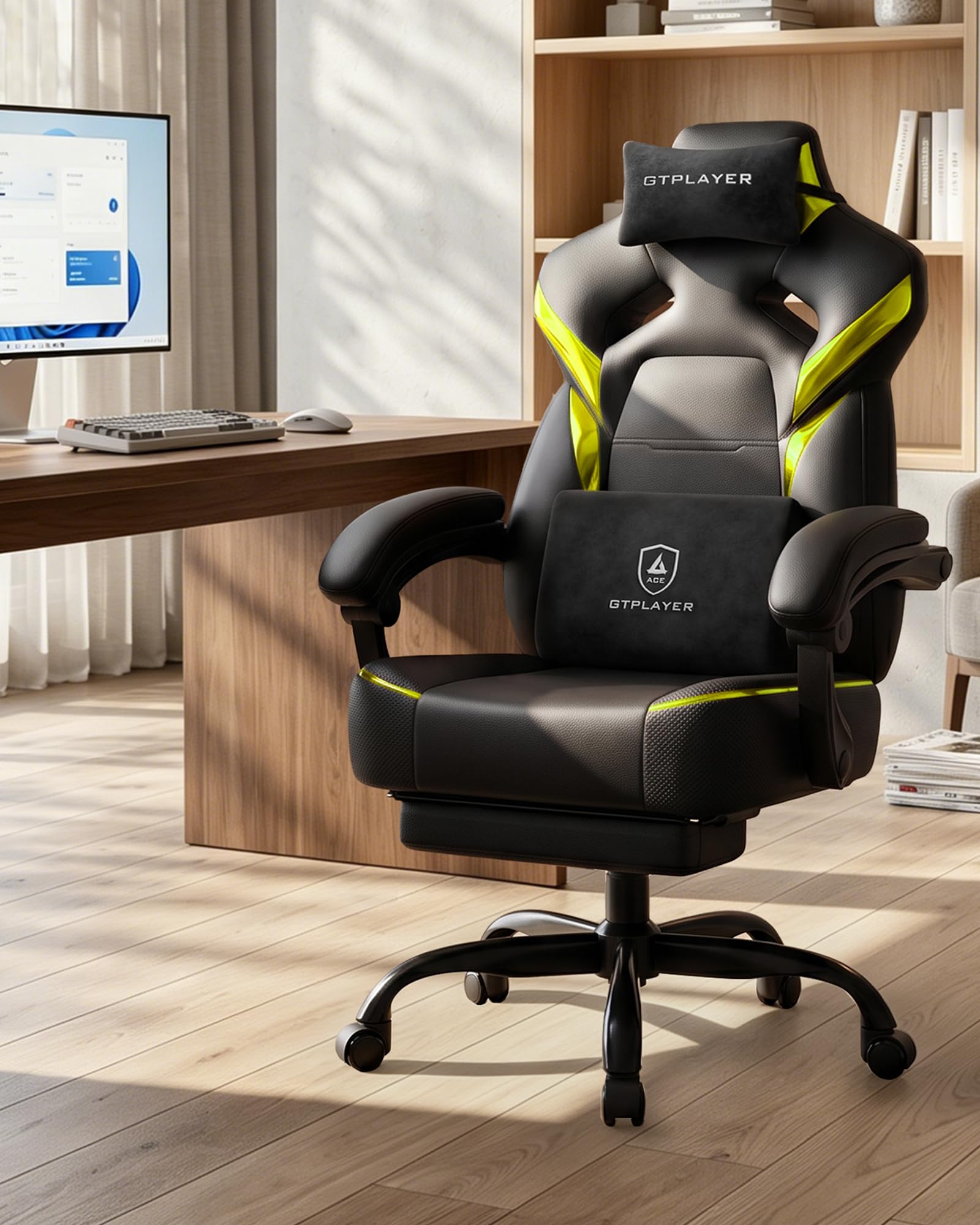 Big and Tall Gaming Chair with Footrest and Ergonomic Support