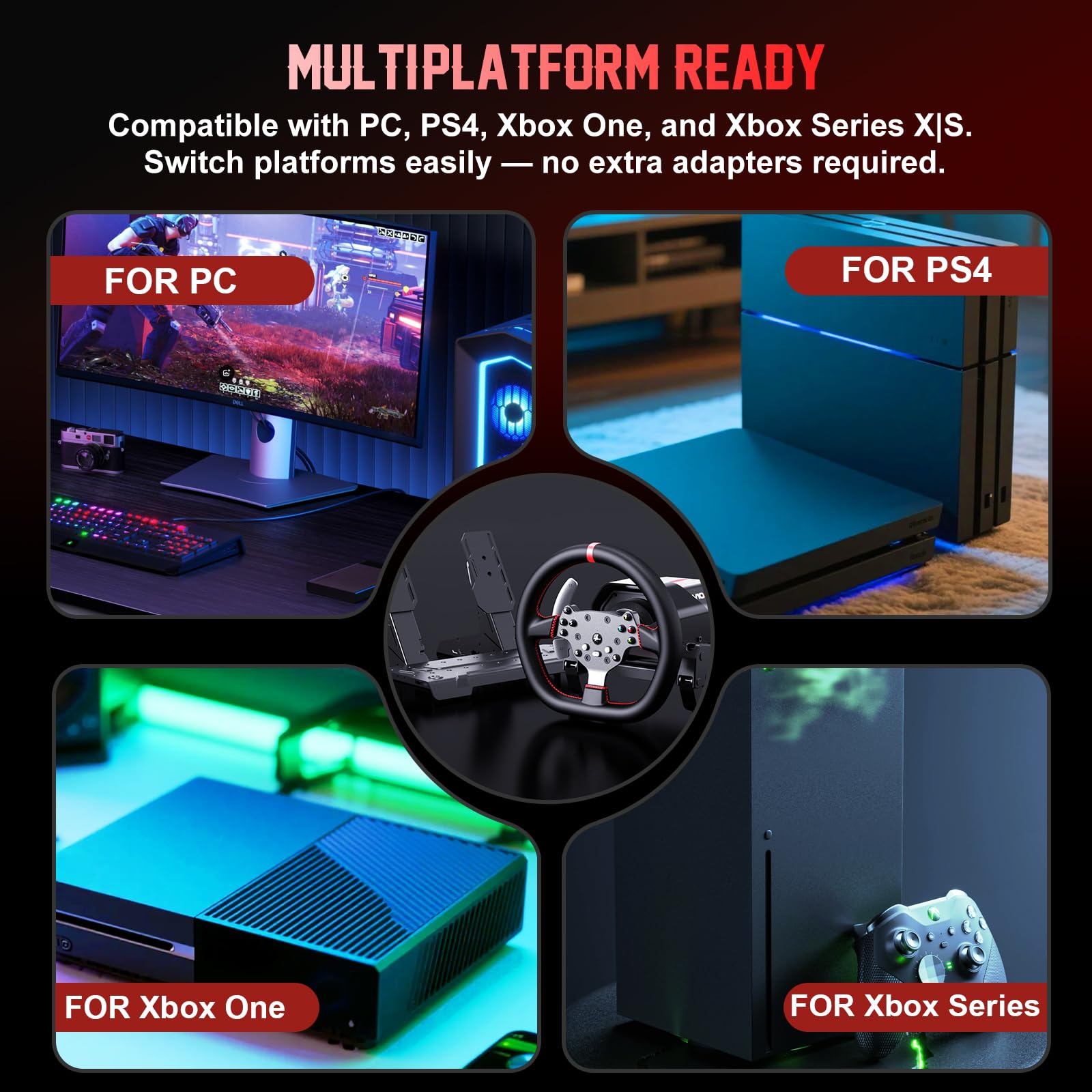 PXN V10 Ultra Direct Drive Racing Wheel, 3.2Nm Force Feedback