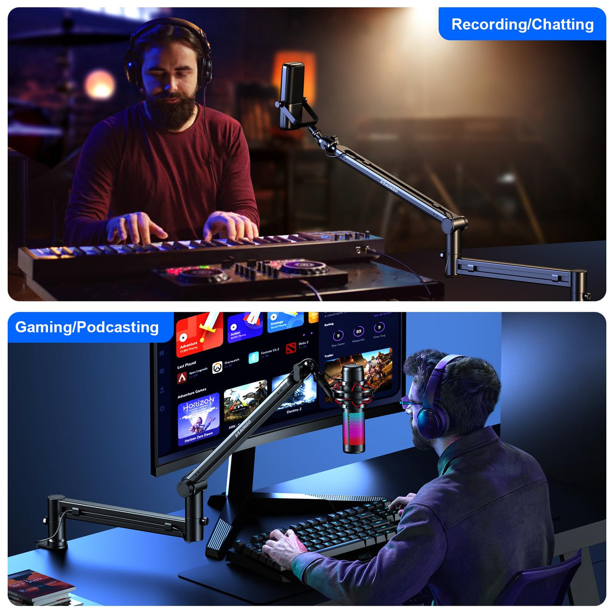Low Profile Adjustable Microphone Boom Arm Stand