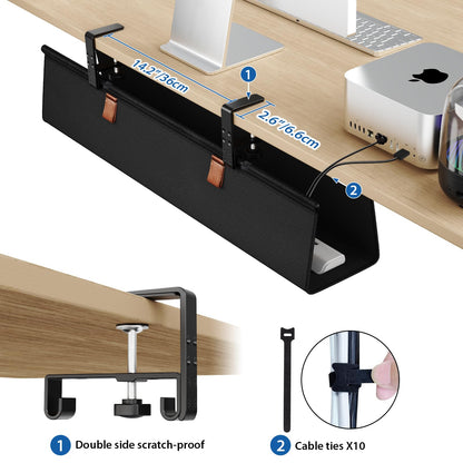 Under Desk Cable Management Tray with Fabric Cord Organizer