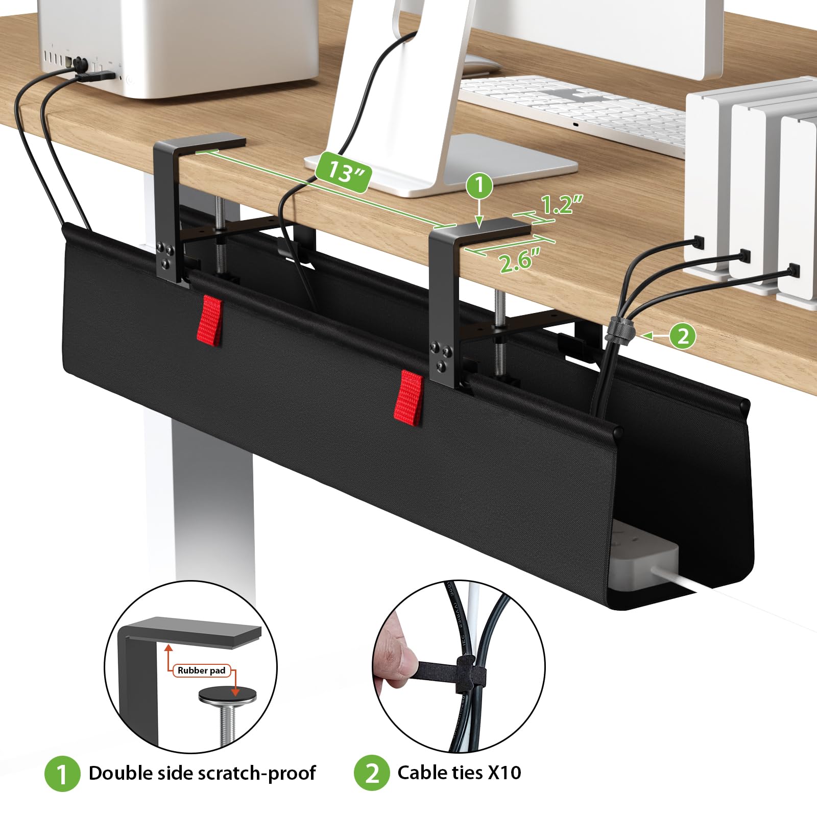 KEEGH Under Desk Cable Management Tray 48inch