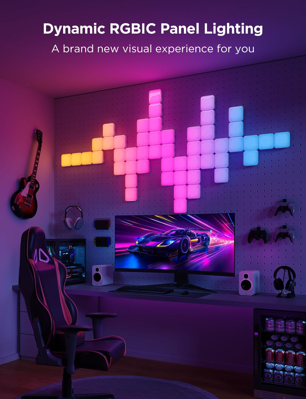 RGBIC Smart LED Wall Panels with Music Sync and DIY Effects