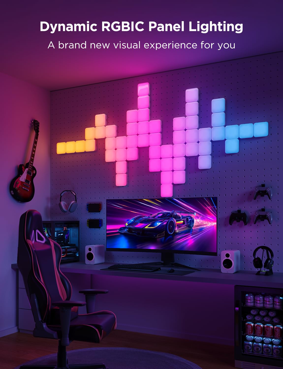 RGBIC Smart LED Wall Panels with Music Sync and DIY Effects