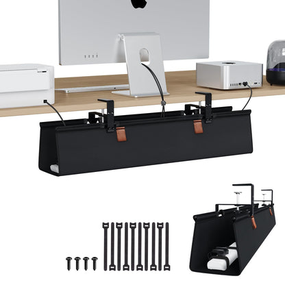 Under Desk Cable Management Tray with Fabric Cord Organizer