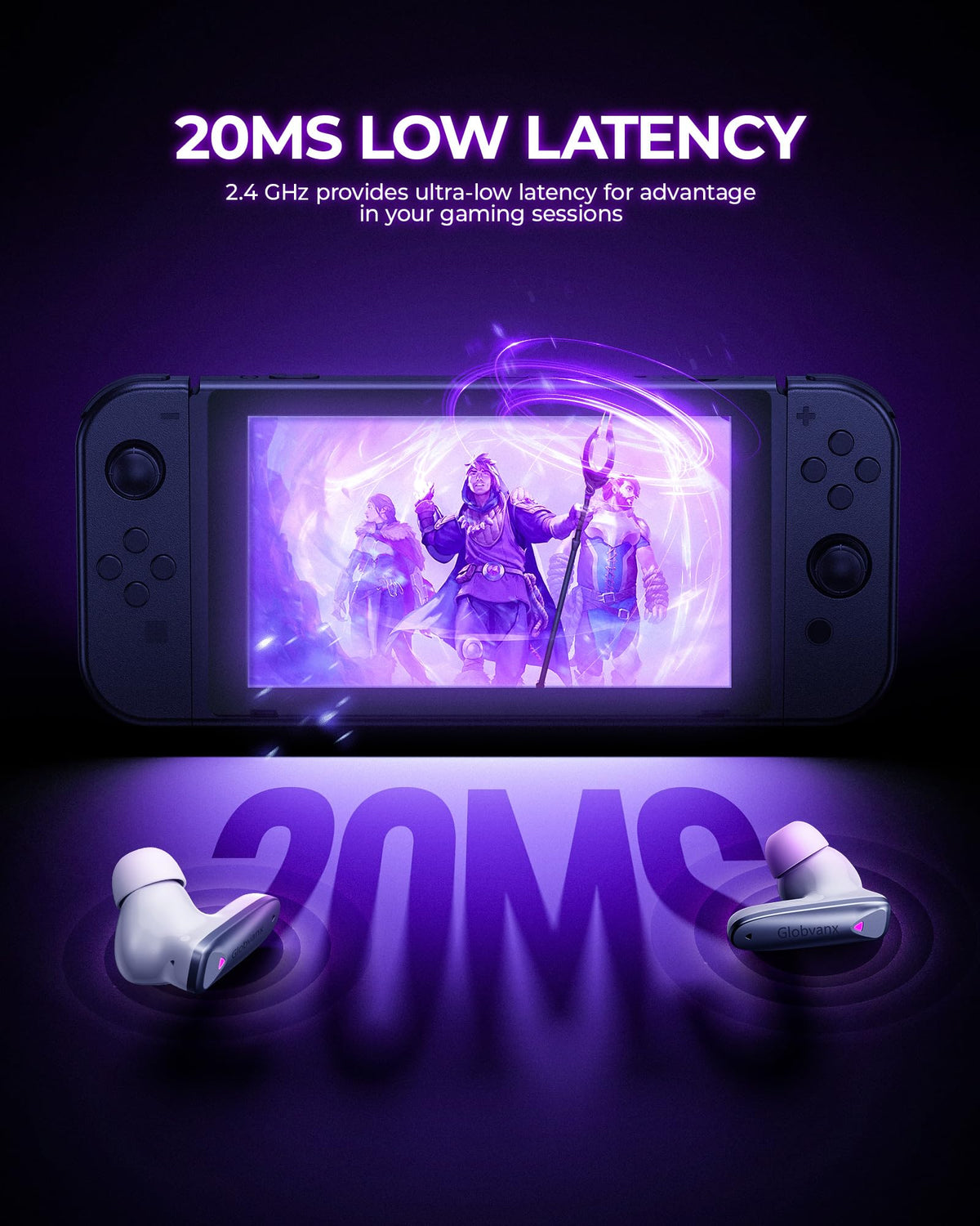 Low-Latency Wireless Gaming Earbuds with Noise Cancelling Mic