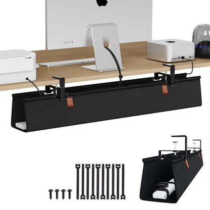 Under Desk Cable Management Tray with Fabric Cord Organizer