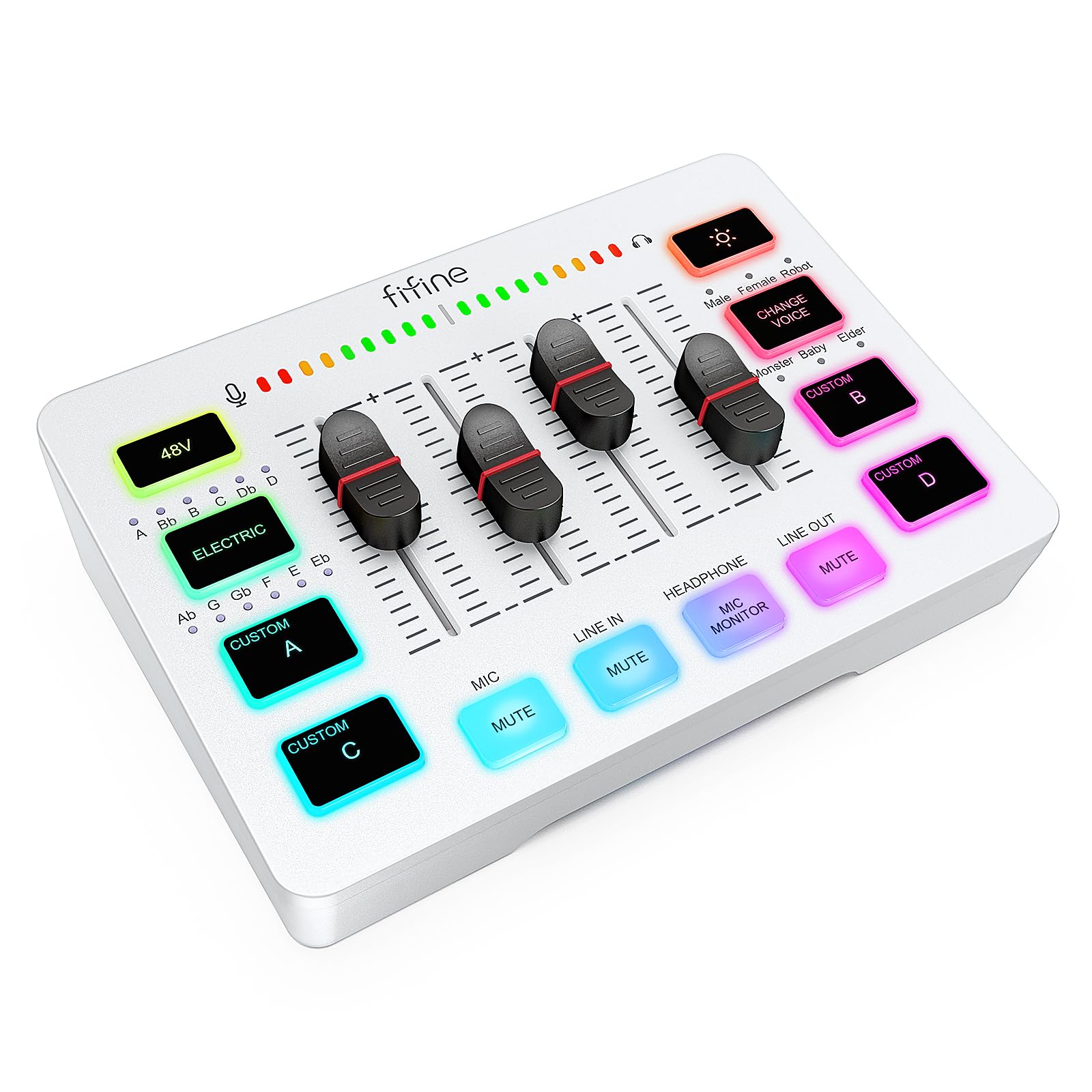 RGB Gaming Audio Mixer with XLR Interface and Voice Controls