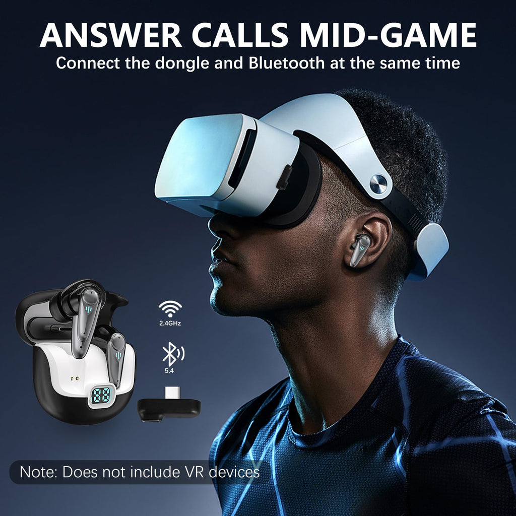 Low-Latency Wireless Gaming Earbuds with ANC and USB-C Dongle