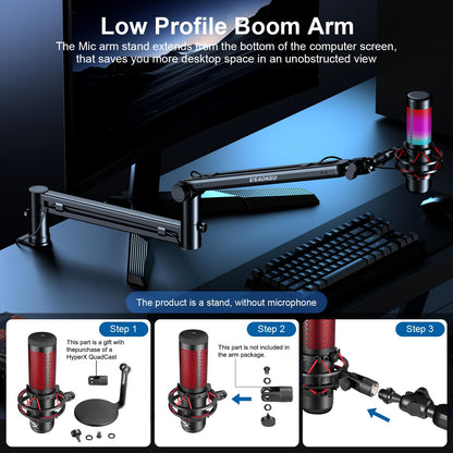Low Profile Adjustable Microphone Boom Arm Stand