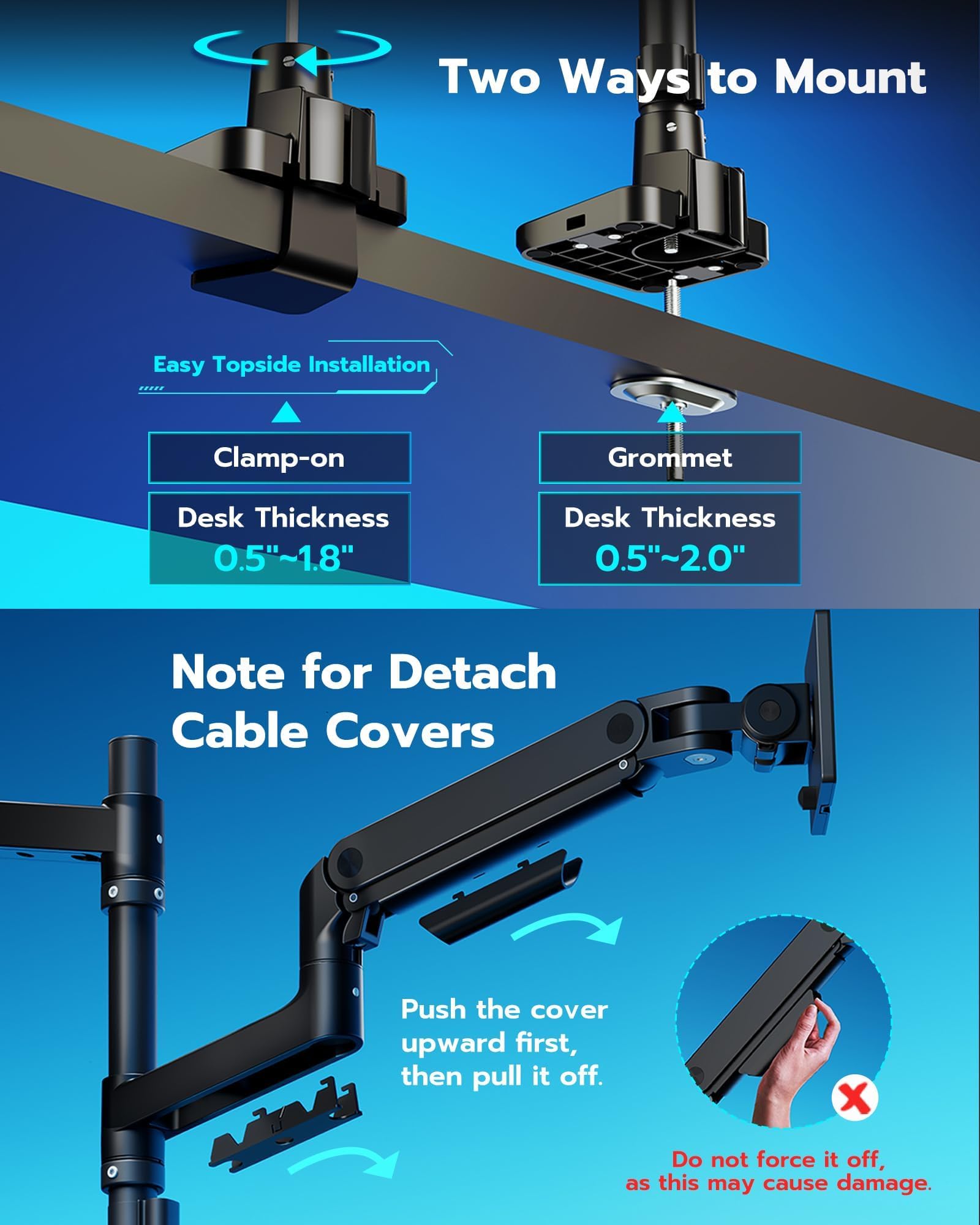 Heavy Duty Dual Monitor Arm Mount for Ultrawide Screens
